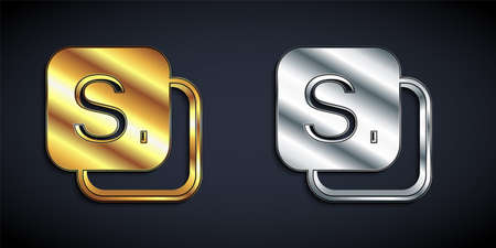Gold and silver Bingo icon isolated on black background. Lottery tickets for american bingo game. Long shadow style. Vectorのイラスト素材