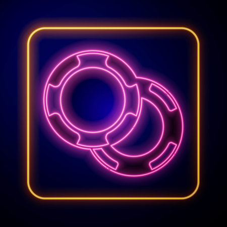 Glowing neon Casino chips icon isolated on black background. Casino gambling. Vectorのイラスト素材