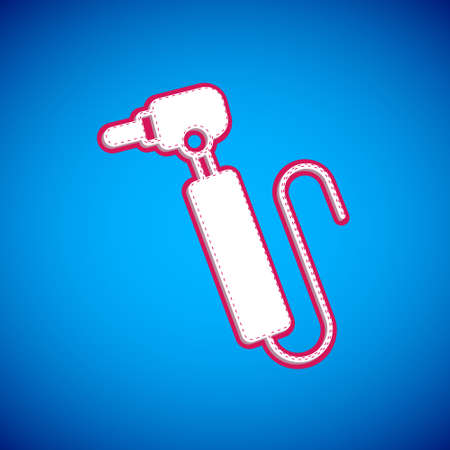 White Tooth drill icon isolated on blue background. Dental handpiece for drilling and grinding tools. Vectorのイラスト素材