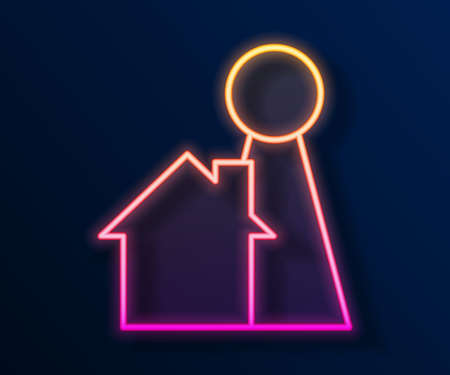 Glowing neon line Chip for board game icon isolated on black background. Vectorのイラスト素材
