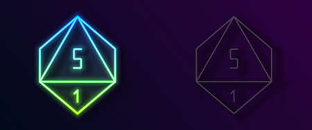 Glowing neon line Game dice icon isolated on black background. Casino gambling. Vectorのイラスト素材