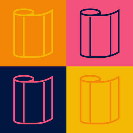 Pop art line Textile fabric roll icon isolated on color background. Roll, mat, rug, cloth, carpet or paper roll icon. Vectorのイラスト素材