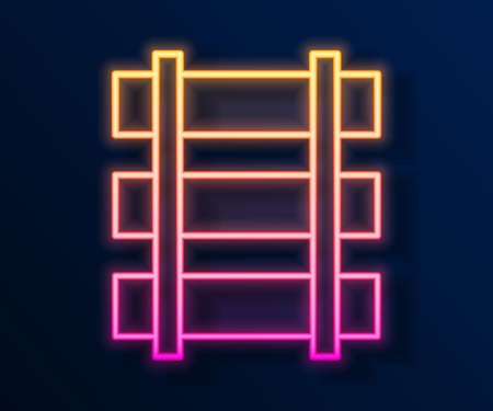 Glowing neon line Railway, railroad track icon isolated on black background. Vectorのイラスト素材