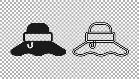 Black Fisherman hat icon isolated on transparent background. Vectorのイラスト素材