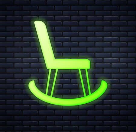 Glowing neon Armchair icon isolated on brick wall background. Vectorのイラスト素材