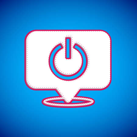 White Power button icon isolated on blue background. Start sign. Vectorのイラスト素材