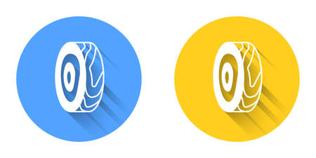 White Tree rings icon isolated with long shadow background. Wooden cross section. Circle button. Vectorのイラスト素材