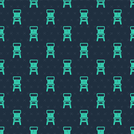 Green line Chair icon isolated seamless pattern on blue background. Vectorのイラスト素材