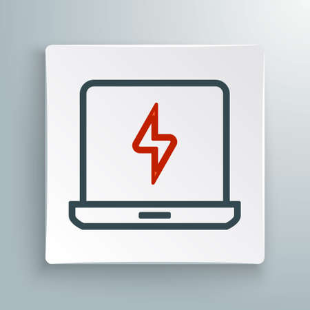 Line Laptop icon isolated on white background. Computer notebook with empty screen sign. Colorful outline concept. Vectorのイラスト素材