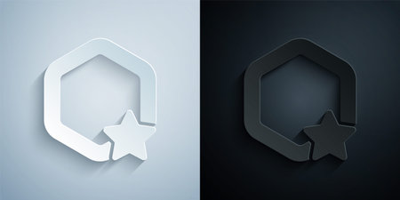 Paper cut Honeycomb icon isolated on grey and black background. Honey cells symbol. Sweet natural food. Paper art style. Vectorのイラスト素材