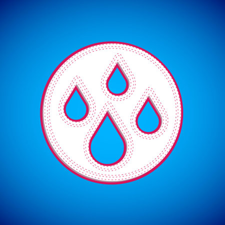 White Water drop icon isolated on blue background. Vectorのイラスト素材