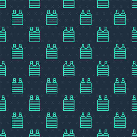 Green line Striped sailor t-shirt icon isolated seamless pattern on blue background. Marine object. Vectorのイラスト素材