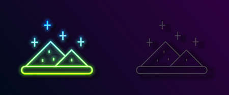 Glowing neon line Magic powder icon isolated on black background. Vectorのイラスト素材