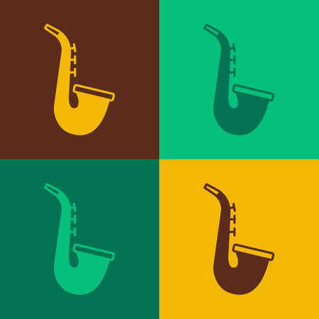 Pop art Musical instrument saxophone icon isolated on color background. Vectorのイラスト素材