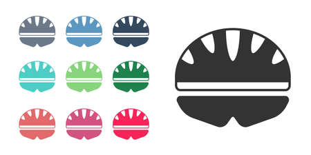 Black Bicycle helmet icon isolated on white background. Extreme sport. Sport equipment. Set icons colorful. Vectorのイラスト素材