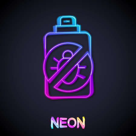 Glowing neon line Spray against insects icon isolated on black background. Vectorのイラスト素材