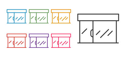 Set line Shopping building or market store icon isolated on white background. Shop construction. Set icons colorful. Vectorのイラスト素材