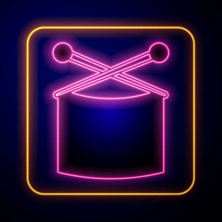 Glowing neon Knitting needles icon isolated on black background. Label for hand made, knitting or tailor shop. Vectorのイラスト素材