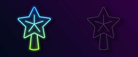 Glowing neon line Christmas star icon isolated on black background. Merry Christmas and Happy New Year. Vectorのイラスト素材