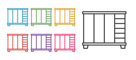 Set line Wardrobe icon isolated on white background. Cupboard sign. Set icons colorful. Vectorのイラスト素材