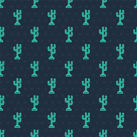 Green line Coat stand icon isolated seamless pattern on blue background. Vectorのイラスト素材