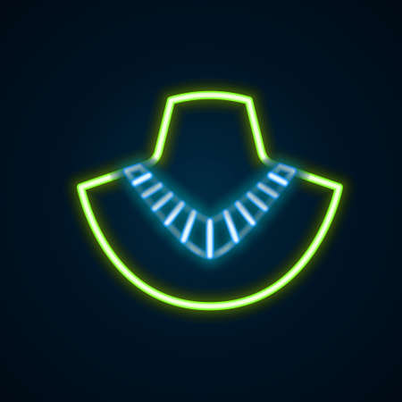 Glowing neon line Necklace on mannequin icon isolated on black background. Colorful outline concept. Vectorのイラスト素材