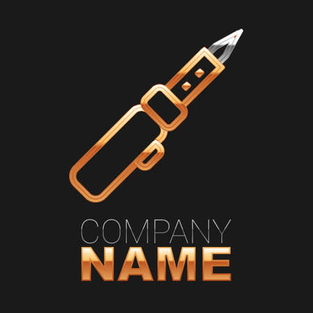 Line Soldering iron icon isolated on black background. Colorful outline concept. Vectorのイラスト素材