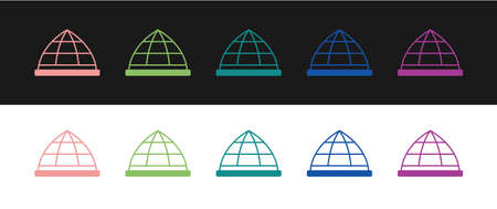 Set Playground climbing equipment icon isolated on black and white background. Kid playground climb. Vectorのイラスト素材