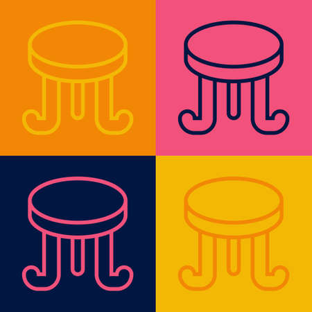 Pop art line Coffee table icon isolated on color background. Street cafe. Vectorのイラスト素材