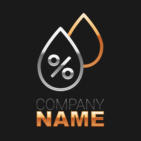 Line Water drop percentage icon isolated on black background. Humidity analysis. Colorful outline concept. Vectorのイラスト素材