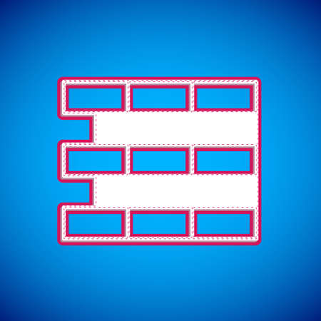 White Bricks icon isolated on blue background. Vectorのイラスト素材