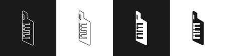 Set Keytar icon isolated on black and white background. Musical instrument. Vectorのイラスト素材