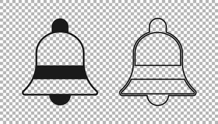 Black Ringing bell icon isolated on transparent background. Alarm symbol, service bell, handbell sign, notification symbol. Vectorのイラスト素材