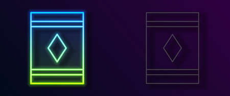 Glowing neon line Magic carpet icon isolated on black background. Vectorのイラスト素材