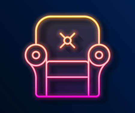 Glowing neon line Armchair icon isolated on black background. Vectorのイラスト素材