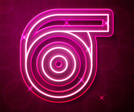 Glowing neon line Scotch tape icon isolated on red background. Roll adhesive tape. Insulating tape. Vectorのイラスト素材