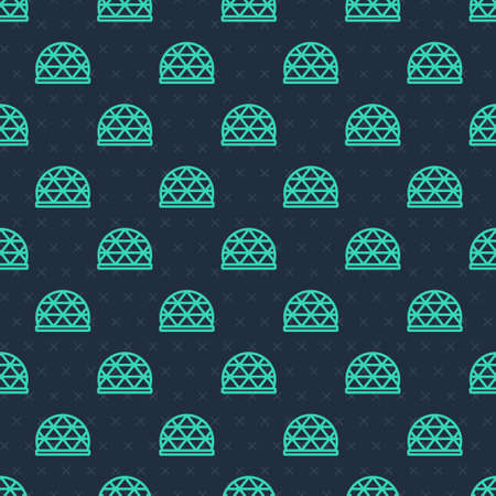 Green line Playground climbing equipment icon isolated seamless pattern on blue background. Kid playground climb. Vectorのイラスト素材