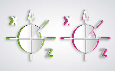 Paper cut Trigonometric circle icon isolated on grey background. Paper art style. Vectorのイラスト素材