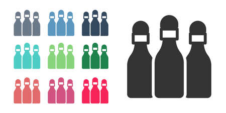 Black Bowling pin icon isolated on white background. Set icons colorful. Vectorのイラスト素材