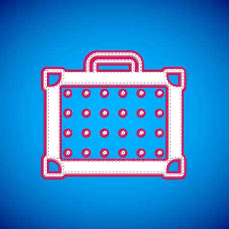 White Guitar amplifier icon isolated on blue background. Musical instrument. Vectorのイラスト素材