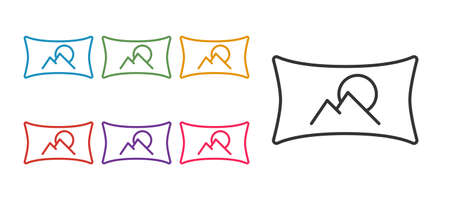 Set line Wide angle picture icon isolated on white background. Panorama view. Set icons colorful. Vectorのイラスト素材