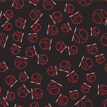 Line Baseball ball icon isolated seamless pattern on black background. Vectorのイラスト素材