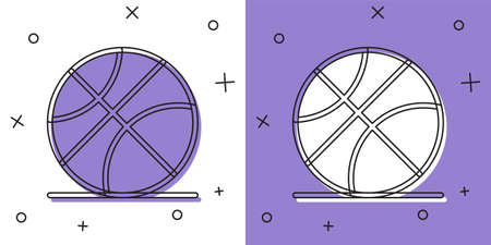 Set Basketball ball icon isolated on white and purple background. Sport symbol. Vectorのイラスト素材
