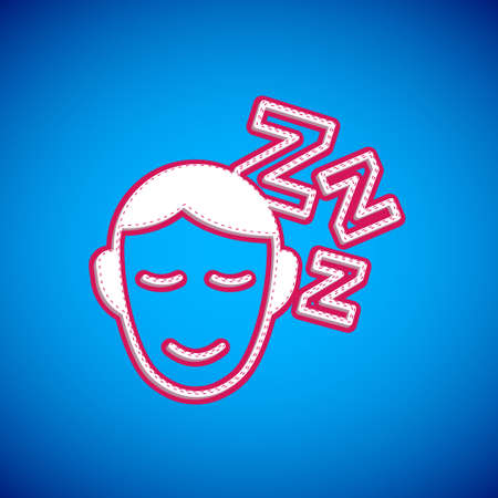 White Dreams icon isolated on blue background. Sleep, rest, dream concept. Resting time and comfortable relaxation. Vectorのイラスト素材