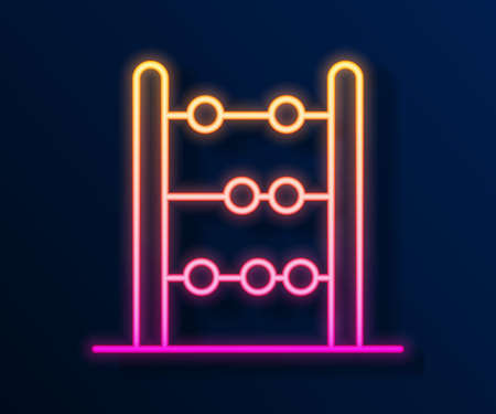 Glowing neon line Abacus icon isolated on black background. Traditional counting frame. Education sign. Mathematics school. Vectorのイラスト素材