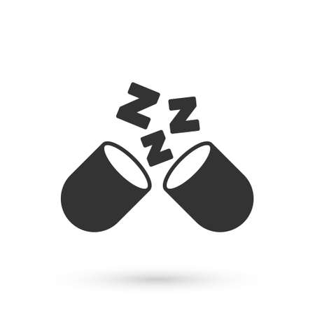 Grey Sleeping pill icon isolated on white background. Vectorのイラスト素材