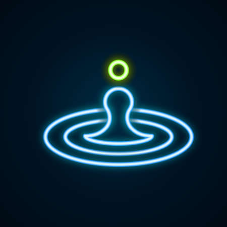 Glowing neon line Water drop icon isolated on black background. Colorful outline concept. Vectorのイラスト素材