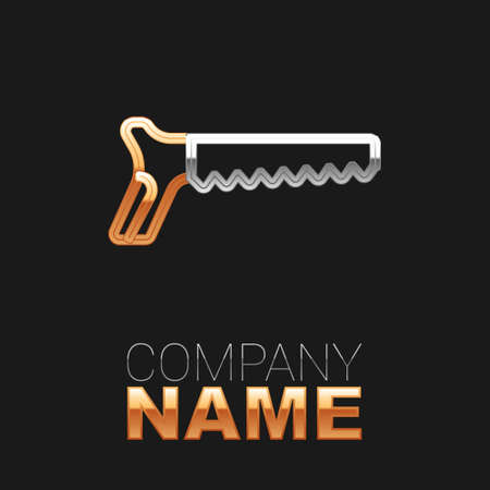 Line Hand saw icon isolated on black background. Colorful outline concept. Vectorのイラスト素材