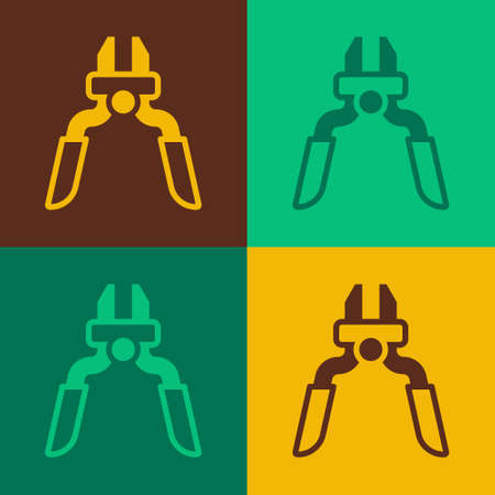 Pop art Pliers tool icon isolated on color background. Pliers work industry mechanical plumbing tool. Vectorのイラスト素材