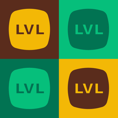 Pop art Level game icon isolated on color background. Vectorのイラスト素材